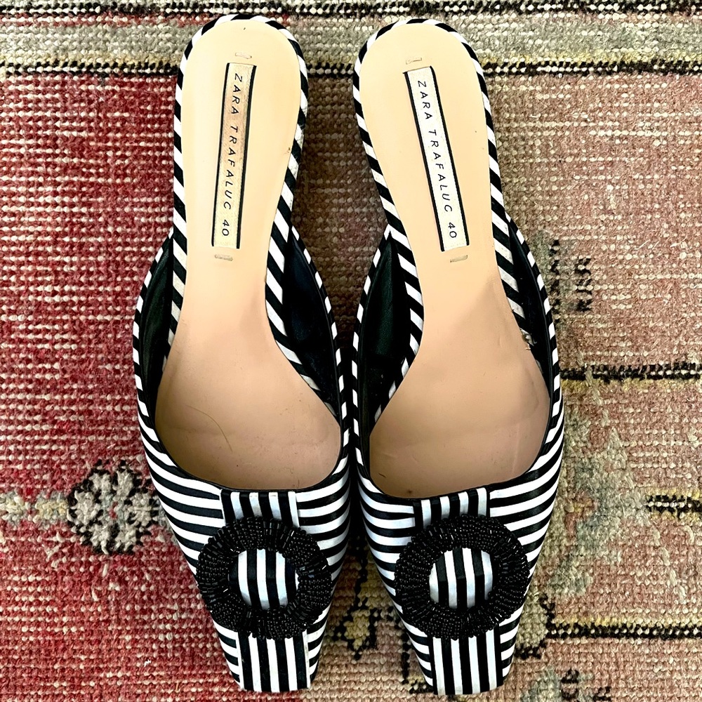 Satin Beaded Kitten Heel Mules